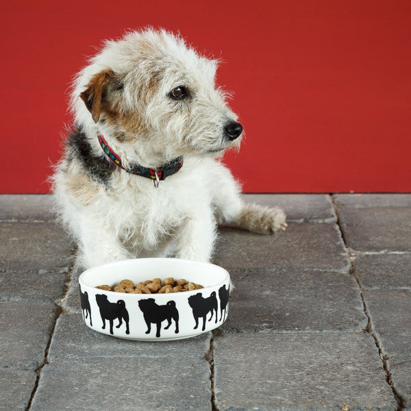 Pug Dog Feeding Bowl Signature Silhouette